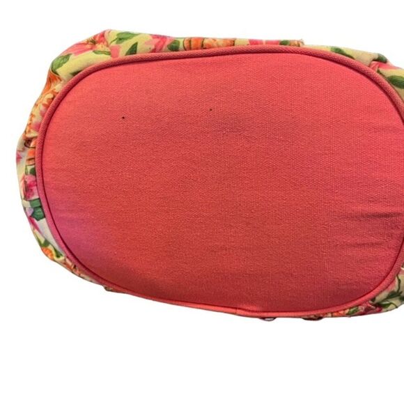 Caribbean Joe Coral Floral Hobo Bag with Striped Handles - Picture 4 of 15